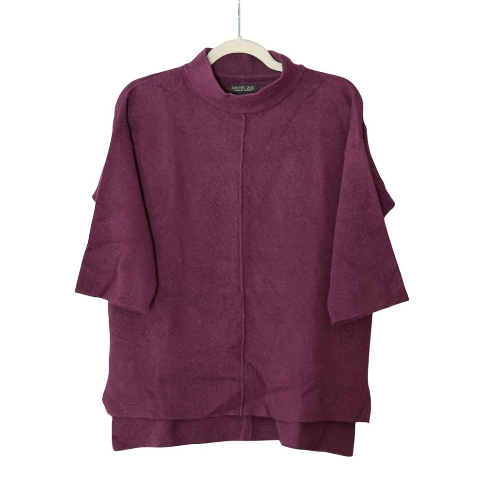 Rachel Zoe Women's M Plum Mock Neck 3/4 Sleeve Tunic Pullover Sweater | SKU 1151